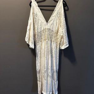 Anthropologie midi dress with deep v